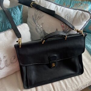 Vintage Coach Black Leather Briefcase